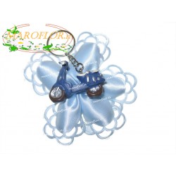 Bomboniere Portachiavi Moto confezionata con coccarda azzurra