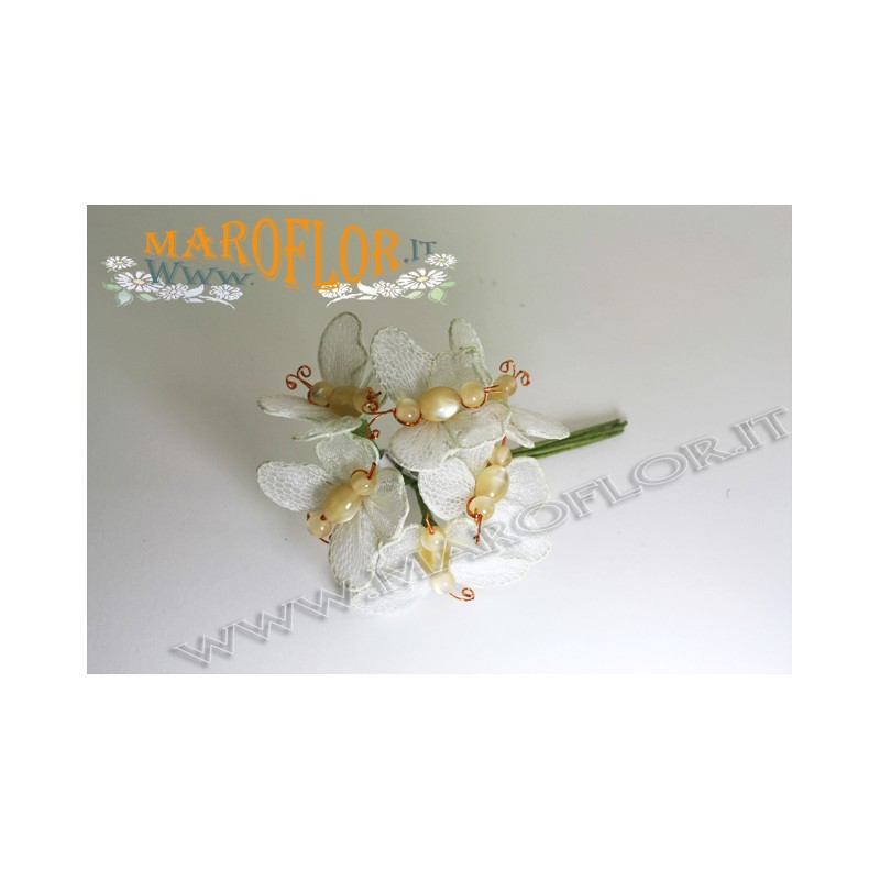 Fiore Farfalla in Organza colore Bianco per Bomboniere e Confezioni