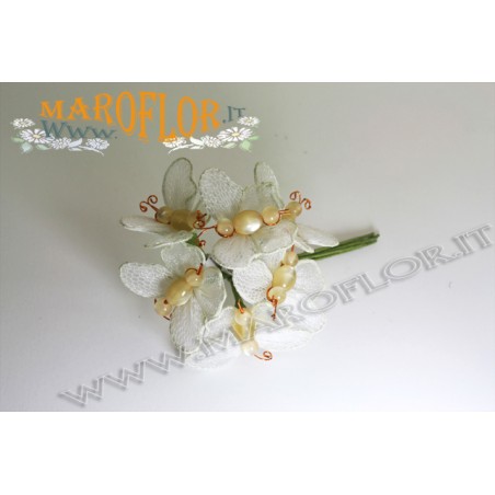 Fiore Farfalla in Organza colore Bianco per Bomboniere e Confezioni