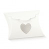 Astuccio Busta Bianca con Finestra Cuore 80x85x30mm per Bomboniera Scatola Segnaposto PortaConfetti