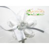 Coccarda 5 Petali Bianca con Fiore Argento e Confetti Orefice