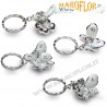 Bomboniere Farfalle in Resina PortaChiavi Bianche e Argento 3cm 4 assortite