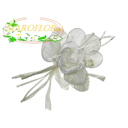 Fiore in ORGANZA Avorio con portaconfetti Segnaposti Ringraziamenti