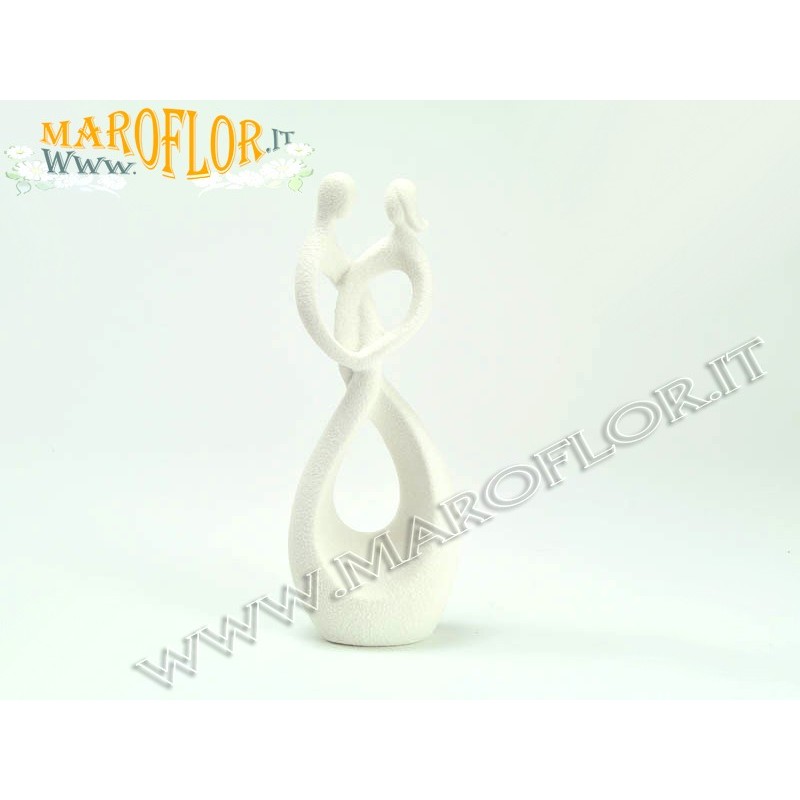Bomboniera Sposi Fidanzati in Ceramica Bianca h16cm con Astuccio
