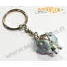 Bomboniera Portachiavi Coccinella Bianca 3cm con Strass Punti Luce per Matrimoni Sposi Comunione
