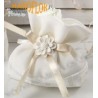 Sacchetto Segnaposto Ringraziamento in Tessuto 12cm color Avorio con Gessetto Fiore
