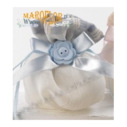 Sacchetto Segnaposto Ringraziamento in Tessuto 12cm color Avorio con Gessetto Fiore