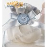 Sacchetto Segnaposto Ringraziamento in Tessuto 12cm color Avorio con Gessetto Fiore