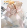 Sacchetto Segnaposto Ringraziamento in Tessuto 12cm color Rosa con Bottoncino Fiore