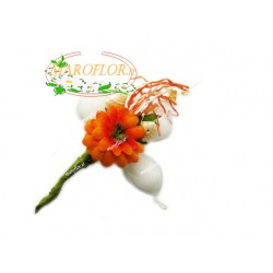PortaConfetti Fiore Arancio con 3 confetti Orefice