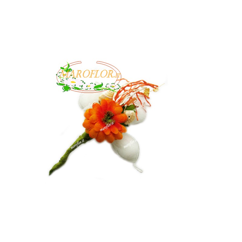 PortaConfetti Fiore Arancio con 3 confetti Orefice