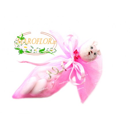 CONI ROSA con Gattina con confetti OREFICE mandorla e cioccolato bianco