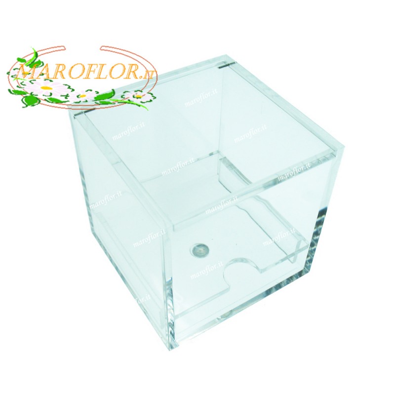 BOMBONIERE CLARALUNA 7912 TECA TRASPARENTE 8,5 cm con RIPIANO, CONFETTI OREFICE e NASTRO ORGANZA