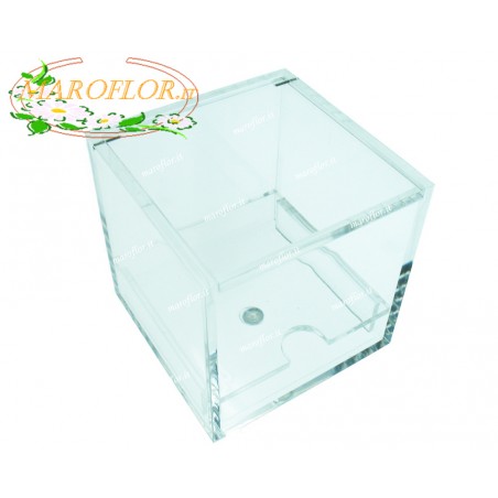 BOMBONIERE CLARALUNA 7912 TECA TRASPARENTE 8,5 cm con RIPIANO, CONFETTI OREFICE e NASTRO ORGANZA