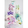 BOMBONIERE CLARALUNA 7912 TECA TRASPARENTE 8,5 cm con RIPIANO, CONFETTI OREFICE e NASTRO ORGANZA