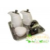 BOMBONIERE CLARALUNA 7011 Set OLIO ACETO SALE PEPE in PORCELLANA Bianca e Silver