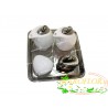BOMBONIERE CLARALUNA 7011 Set OLIO ACETO SALE PEPE in PORCELLANA Bianca e Silver