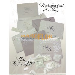 BOMBONIERE CLARALUNA 7011 Set OLIO ACETO SALE PEPE in PORCELLANA Bianca e Silver
