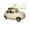 AUTO  d'epoca Bianca 12 cm con tettuccio aperto e 2 Fari Tondi