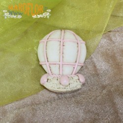 Bomboniera Salvadanaio Mongolfiera Rosa in Resina 10cm x Battesimo Nascita Compleanno