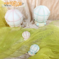 Bomboniera Salvadanaio Mongolfiera Rosa in Resina 10cm x Battesimo Nascita Compleanno
