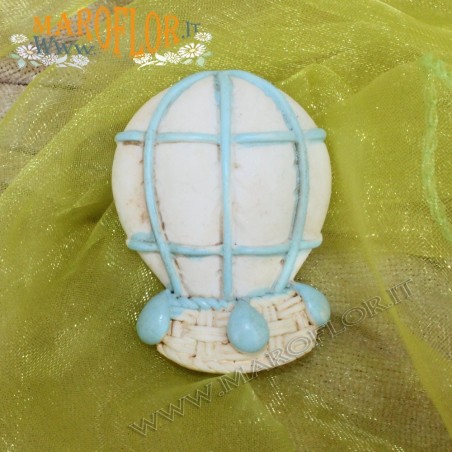 Bomboniera Salvadanaio Mongolfiera Rosa in Resina 10cm x Battesimo Nascita Compleanno