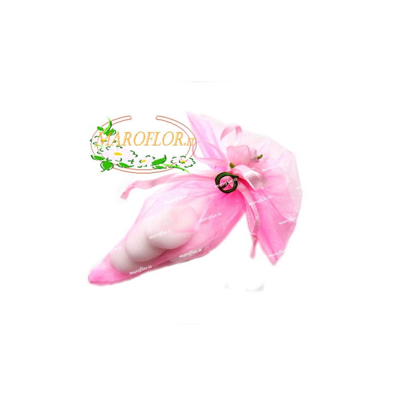 CONI ROSA con FIORELLINO con confetti OREFICE mandorla e cioccolato bianco