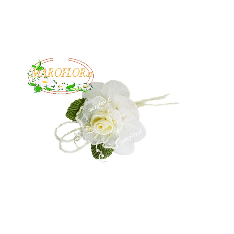 FIORE Bianco e Avorio Bomboniere con Confetti Segnaposti Ringraziamenti Portaconfetti
