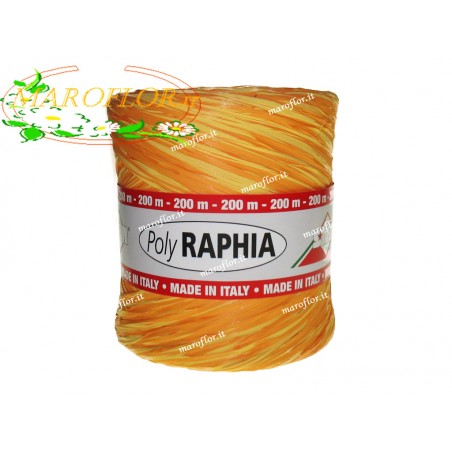 Raffia bicolore Arancio & Giallino 200 metri per Bomboniere, Fiori, Regali