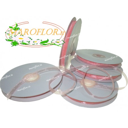 Nastro in Organza Rosa 6 mm x 50 metri Bomboniere