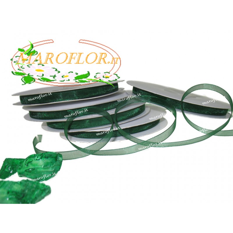 Nastro in Organza Verde 6 mm x 50 metri Bomboniere Nastro in Organza Verde 6 mm x 50 metri Bomboniere