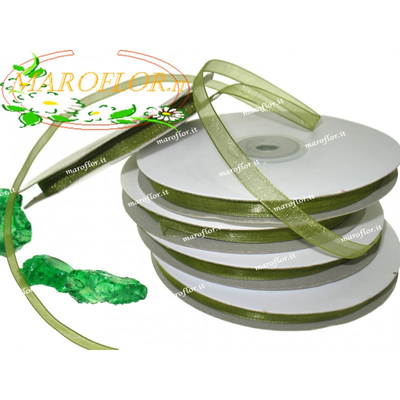 Nastro in Organza Verde chiaro 6 mm x 50 metri Bomboniere