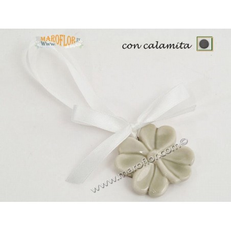 Calamita Magnete Quadrifoglio in Ceramica 5cm Appendino