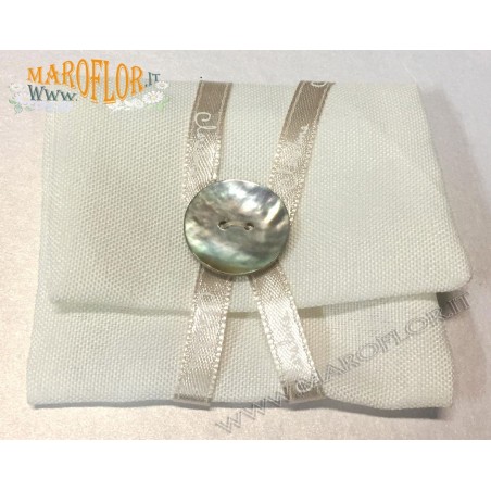 PortaConfetti Claraluna in Tessuto 8cm con Bottone Madreperlato