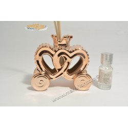 Bomboniera Claraluna 20171R Diffusore Carrozza cuori oro rosa