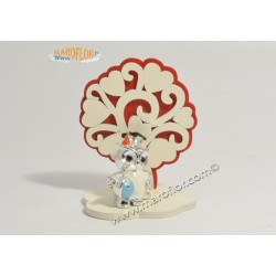 Bomboniera Claraluna CL20901 Gufo Laurea con Albero della Vita rosso 10cm
