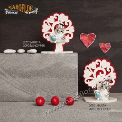Bomboniera Claraluna CL20902 Gufo Laurea con Albero della Vita rosso 10cm