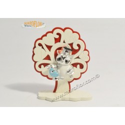 Bomboniera Claraluna CL20902 Gufo Laurea con Albero della Vita rosso 10cm