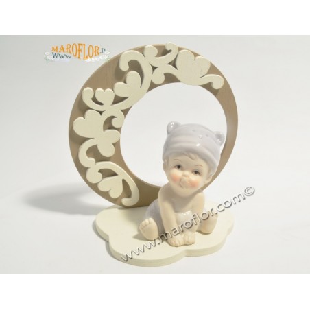Bomboniera Claraluna CL20926C Bebe' con supporto 10cm azzurro