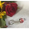 Bomboniera Portachiavi Coccinella Panna Beige 3cm con Strass Punti Luce per Matrimonio Anniversari Compleanno