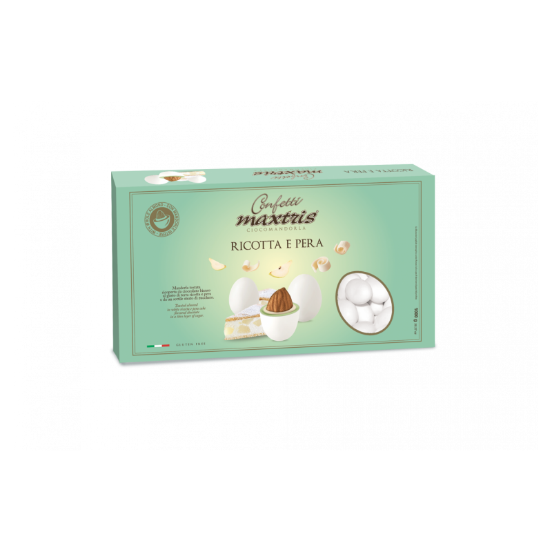 Confetti Maxtris con Mandorle ricoperta di Cioccolato alla Ricotta e Pera