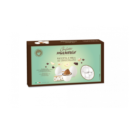 Confetti Maxtris con Mandorle ricoperta di Cioccolato Fondente al gusto di Ricotta e Pera