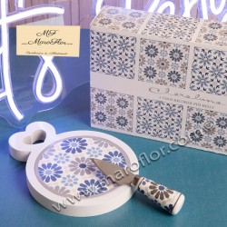 Bomboniera Claraluna 24041 tagliere con coltellino bianco Maiolica