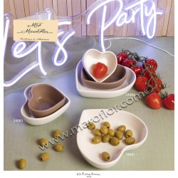 bomboniera matrimoni Claraluna 24082 set Ciotole cuore bianche tortora
