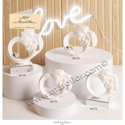 Bomboniera Claraluna 24178 coppia innamorati base e cuore silver