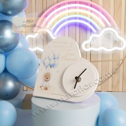Bomboniera Claraluna 24934 Orologio cuore con orsetto azzurro e confez