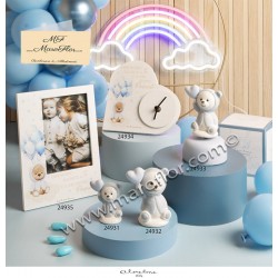 Bomboniera Claraluna 24934 Orologio cuore con orsetto azzurro e confez