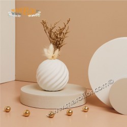 Claraluna 25004 Bomboniera Vaso bianco con Fiori e Pampas