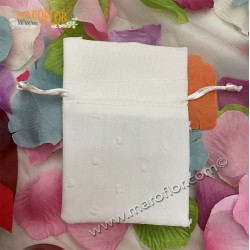 Sacchetto bianco per confetti in tessuto per bomboniere 8x10cm