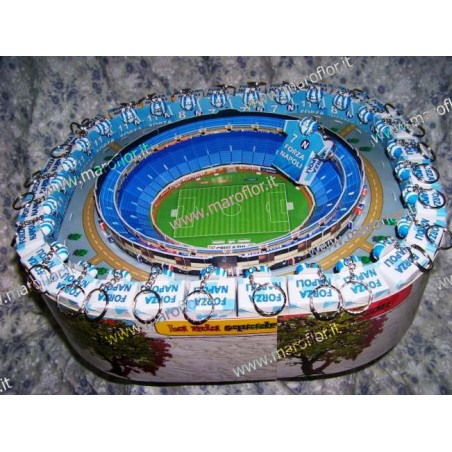 Bomboniere Torta Stadio Napoli 3D con 28 Portachiavi e Portaconfetti
